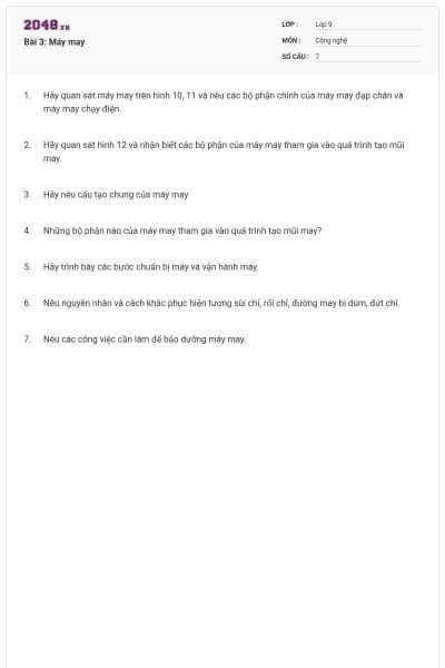 Bài 3: Máy may