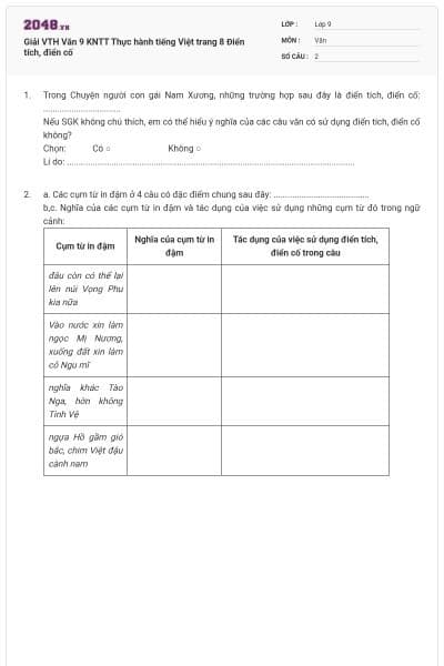 Giải VTH Văn 9 KNTT Thực hành tiếng Việt trang 8 Điển tích, điển cố