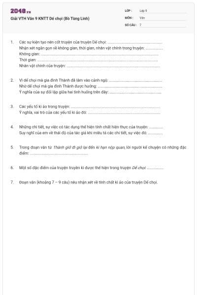 Giải VTH Văn 9 KNTT Dế chọi (Bồ Tùng Linh)