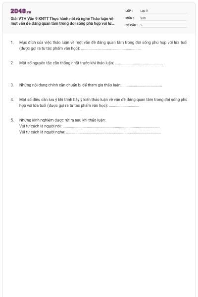 Giải VTH Văn 9 KNTT Thực hành nói và nghe Thảo luận về một vấn đề đáng quan tâm trong đời sống phù hợp với lứa tuổi (được gợi ra từ tác phẩm văn học)