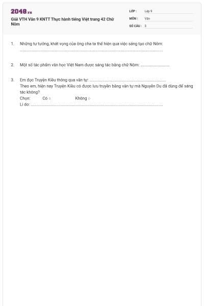 Giải VTH Văn 9 KNTT Thực hành tiếng Việt trang 42 Chữ Nôm