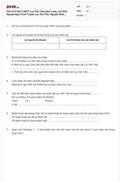 Giải VTH Văn 9 KNTT Lục Vân Tiên đánh cướp, cứu Kiều Nguyệt Nga (Trích Truyện Lục Vân Tiên, Nguyễn Đình Chiểu)