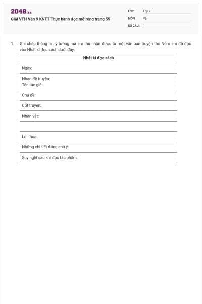 Giải VTH Văn 9 KNTT Thực hành đọc mở rộng trang 55