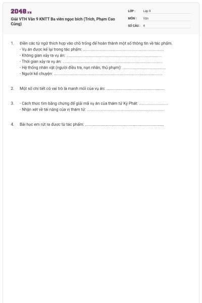 Giải VTH Văn 9 KNTT Ba viên ngọc bích (Trích, Phạm Cao Củng)