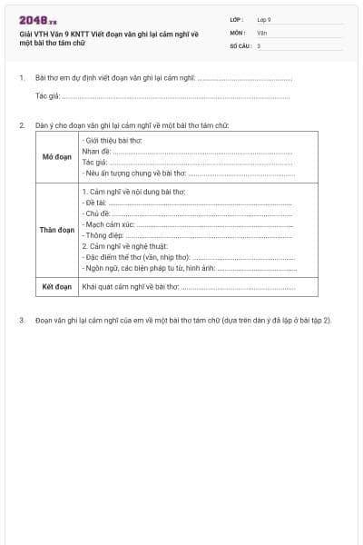 Giải VTH Văn 9 KNTT Viết đoạn văn ghi lại cảm nghĩ về một bài thơ tám chữ