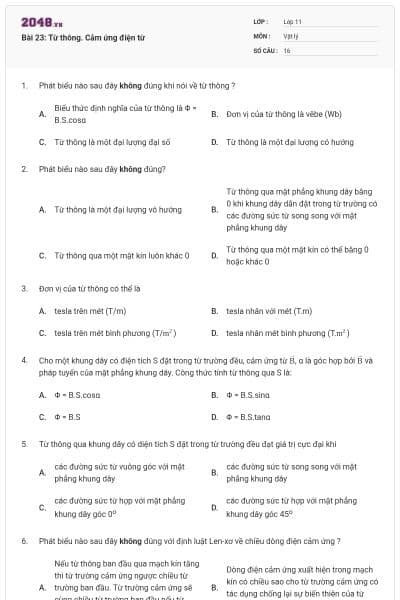 Bài 23: Từ thông. Cảm ứng điện từ