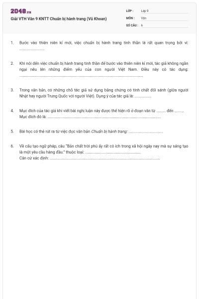 Giải VTH Văn 9 KNTT Chuẩn bị hành trang (Vũ Khoan)