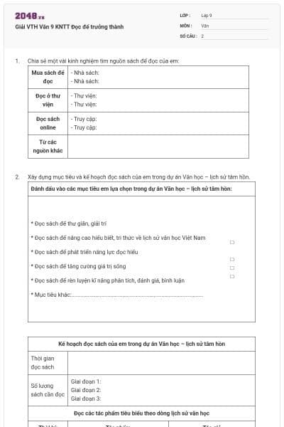 Giải VTH Văn 9 KNTT Đọc để trưởng thành