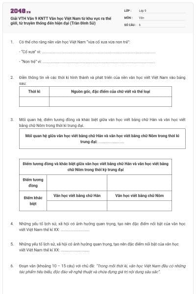 Giải VTH Văn 9 KNTT Văn học Việt Nam từ khu vực ra thế giới, từ truyền thống đến hiện đại (Trần Đình Sử)