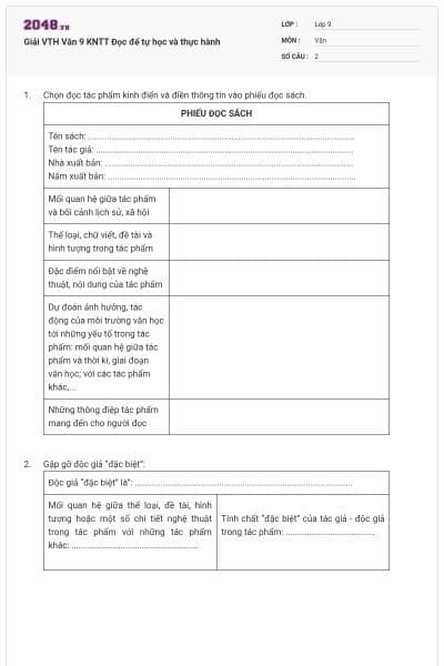 Giải VTH Văn 9 KNTT Đọc để tự học và thực hành