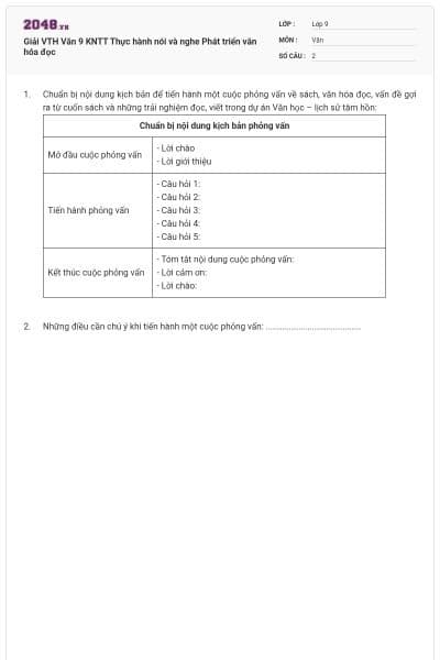 Giải VTH Văn 9 KNTT Thực hành nói và nghe Phát triển văn hóa đọc