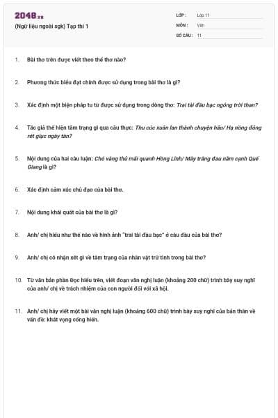 (Ngữ liệu ngoài sgk) Tạp thi 1