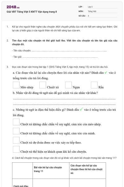 Giải VBT Tiếng Việt 5 KNTT Vận dụng trang 8