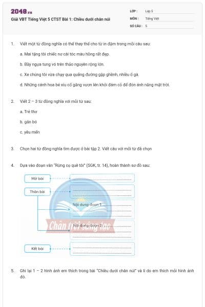 Giải VBT Tiếng Việt 5 CTST Bài 1: Chiều dưới chân núi