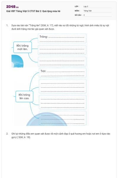 Giải VBT Tiếng Việt 5 CTST Bài 2: Quà tặng mùa hè
