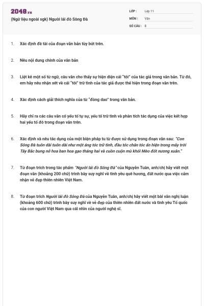 (Ngữ liệu ngoài sgk) Người lái đò Sông Đà