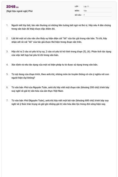 (Ngữ liệu ngoài sgk) Phở