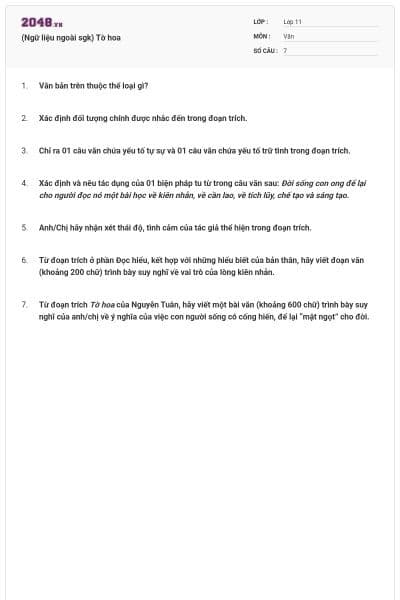 (Ngữ liệu ngoài sgk) Tờ hoa