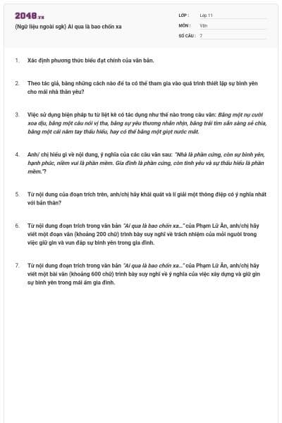 (Ngữ liệu ngoài sgk) Ai qua là bao chốn xa