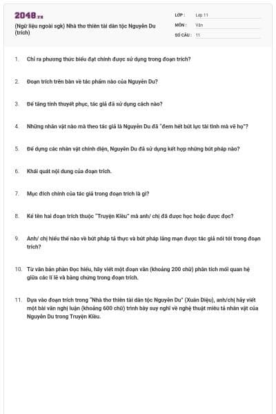 (Ngữ liệu ngoài sgk) Nhà thơ thiên tài dân tộc Nguyễn Du (trích)