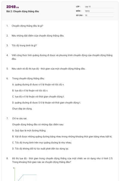 Bài 2: Chuyển động thẳng đều