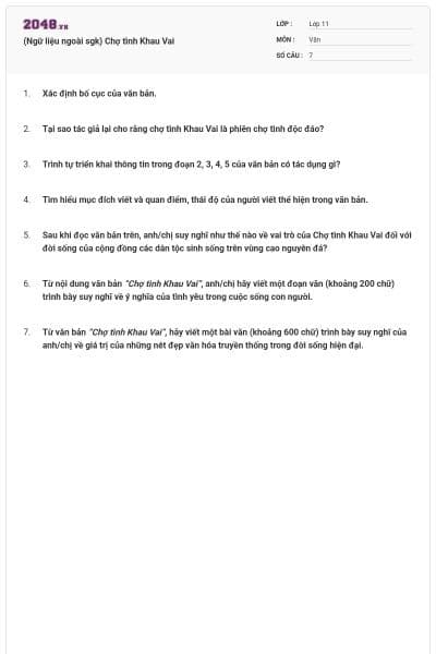 (Ngữ liệu ngoài sgk) Chợ tình Khau Vai