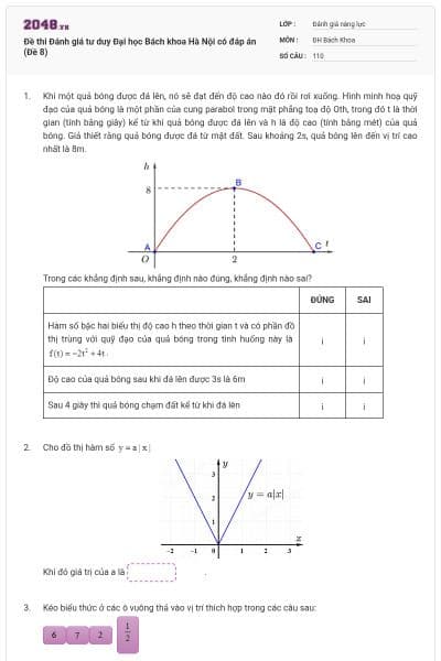 Đề thi Đánh giá tư duy Đại học Bách khoa Hà Nội có đáp án (Đề 8)