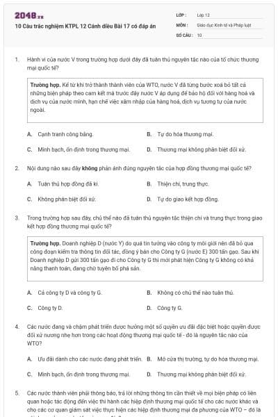 10 Câu trắc nghiệm KTPL 12 Cánh diều Bài 17 có đáp án