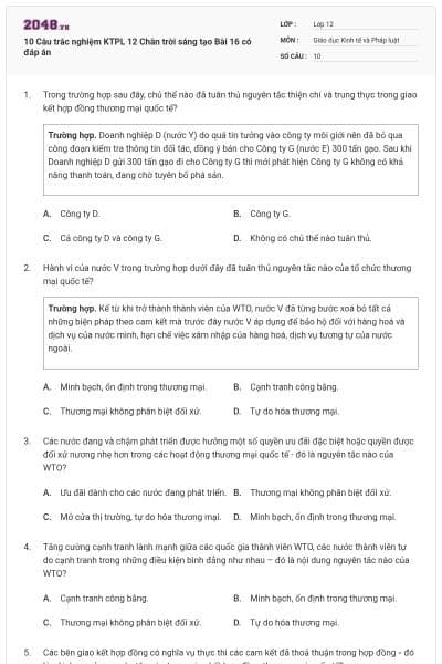 10 Câu trắc nghiệm KTPL 12 Chân trời sáng tạo Bài 16 có đáp án