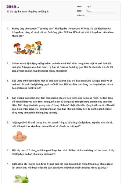 11 bài tập Bài toán tổng hợp có lời giải