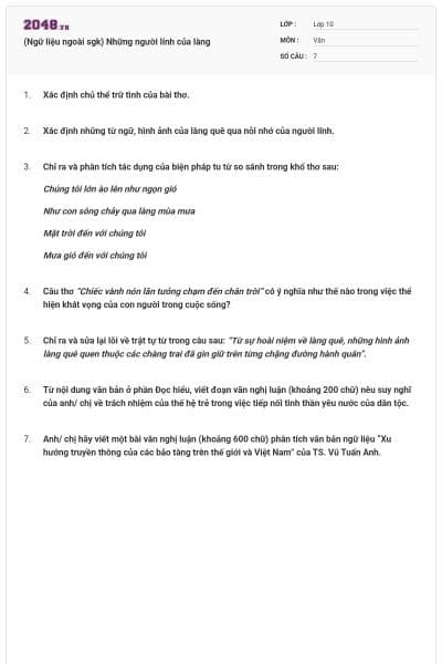 (Ngữ liệu ngoài sgk) Những người lính của làng