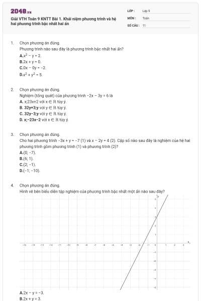 Giải VTH Toán 9 KNTT Bài 1. Khái niệm phương trình và hệ hai phương trình bậc nhất hai ẩn