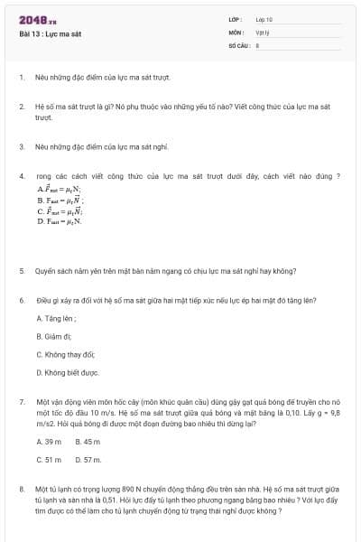 Bài 13 : Lực ma sát