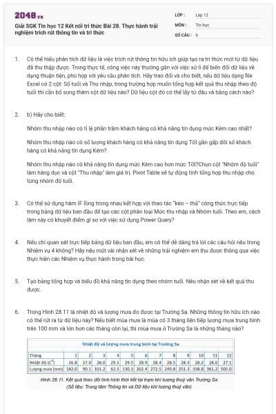 Giải SGK Tin học 12 Kết nối tri thức Bài 28. Thực hành trải nghiệm trích rút thông tin và tri thức