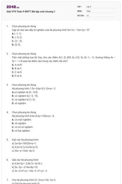 Giải VTH Toán 9 KNTT Bài tập cuối chương 1