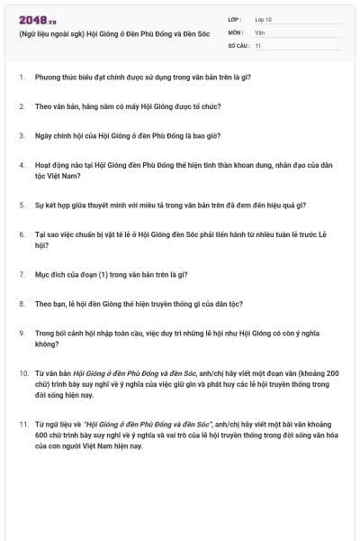 (Ngữ liệu ngoài sgk) Hội Gióng ở Đền Phù Đổng và Đền Sóc