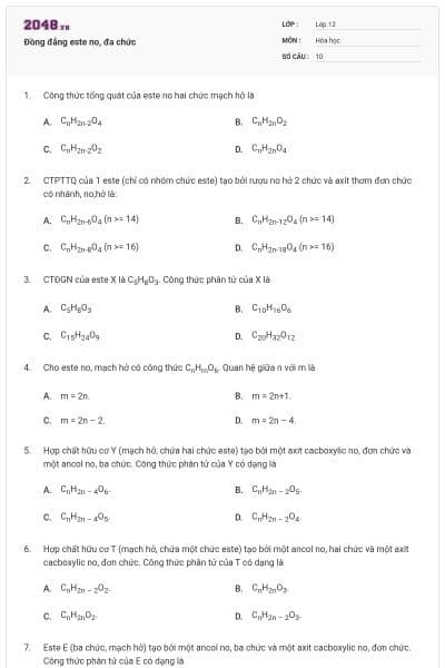 Đồng đẳng este no, đa chức
