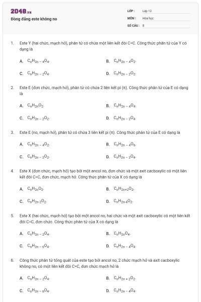 Đồng đẳng este không no