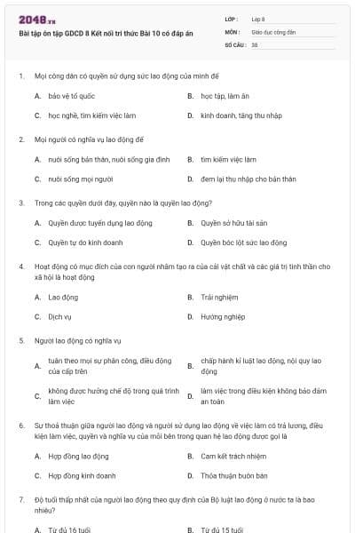 Bài tập ôn tập GDCD 8 Kết nối tri thức Bài 10 có đáp án