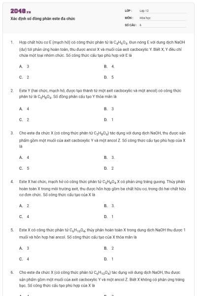 Xác định số đồng phân este đa chức