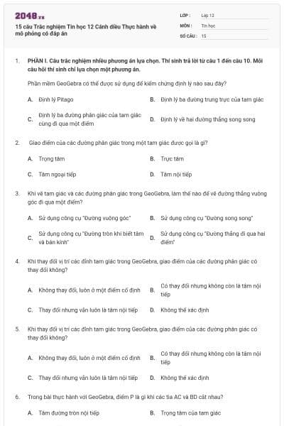 15 câu Trắc nghiệm Tin học 12 Cánh diều Thực hành về mô phỏng có đáp án