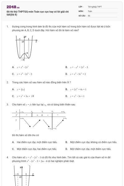 Đề thi thử THPTGQ môn Toán cực cực hay có lời giải chi tiết(Đề 8)