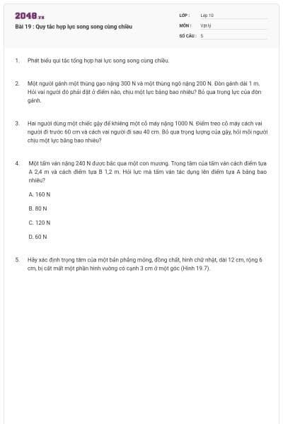 Bài 19 : Quy tắc hợp lực song song cùng chiều