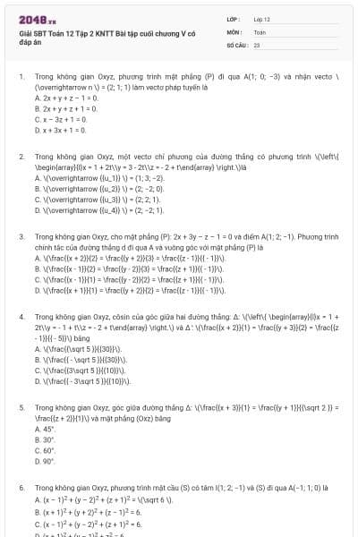 Giải SBT Toán 12 Tập 2 KNTT Bài tập cuối chương V có đáp án