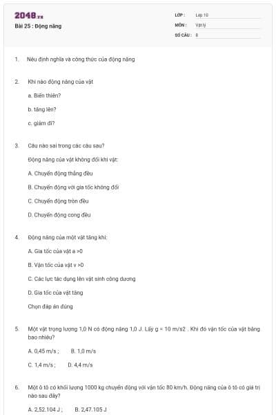 Bài 25 : Động năng