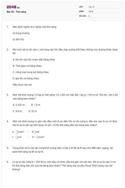 Bài 26 : Thế năng