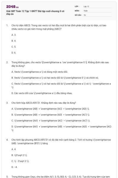 Giải SBT Toán 12 Tập 1 KNTT Bài tập cuối chương II có đáp án