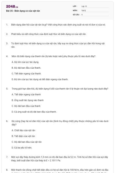 Bài 35 : Biến dạng cơ của vật rắn