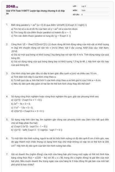 Giải VTH Toán 9 KNTT Luyện tập chung chương 6 có đáp án