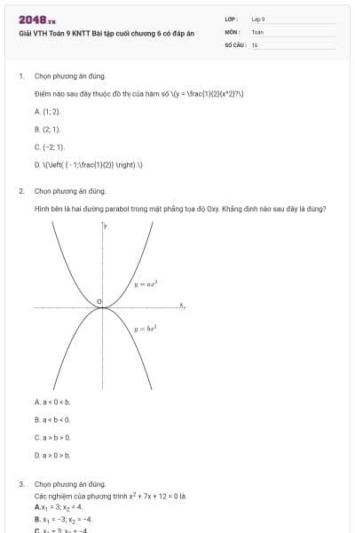 Giải VTH Toán 9 KNTT Bài tập cuối chương 6 có đáp án
